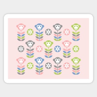 Monkey Flowers on Pink Sticker